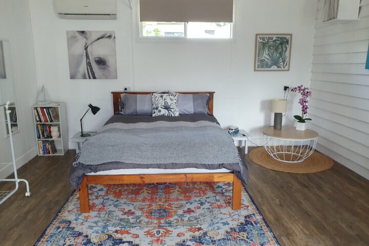 Sleeping configuration in the Garden Cottage - Queen Bed plus single trundle bed