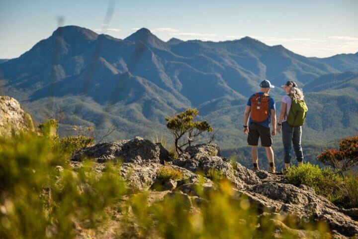 Hikers on Mount Maroon in the Scenic Rim, Queensland, Australia