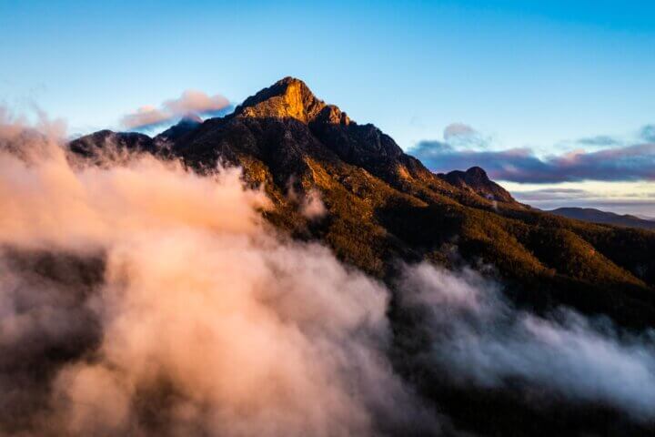 Sunrise fog around Mount Barney, Scenic Rim, Queensland Australia