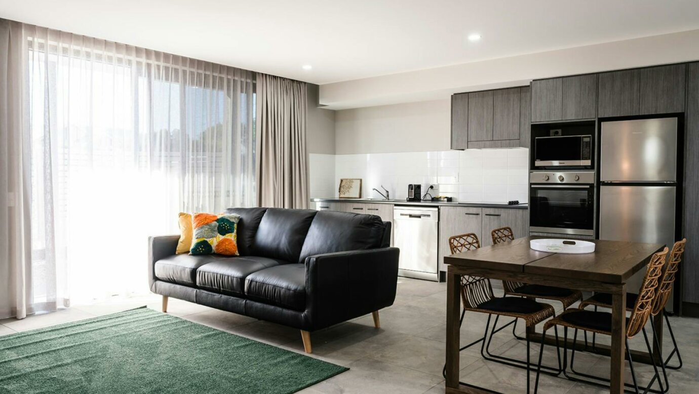 Spacious lounge and kitchen in the two bed ground floor unit