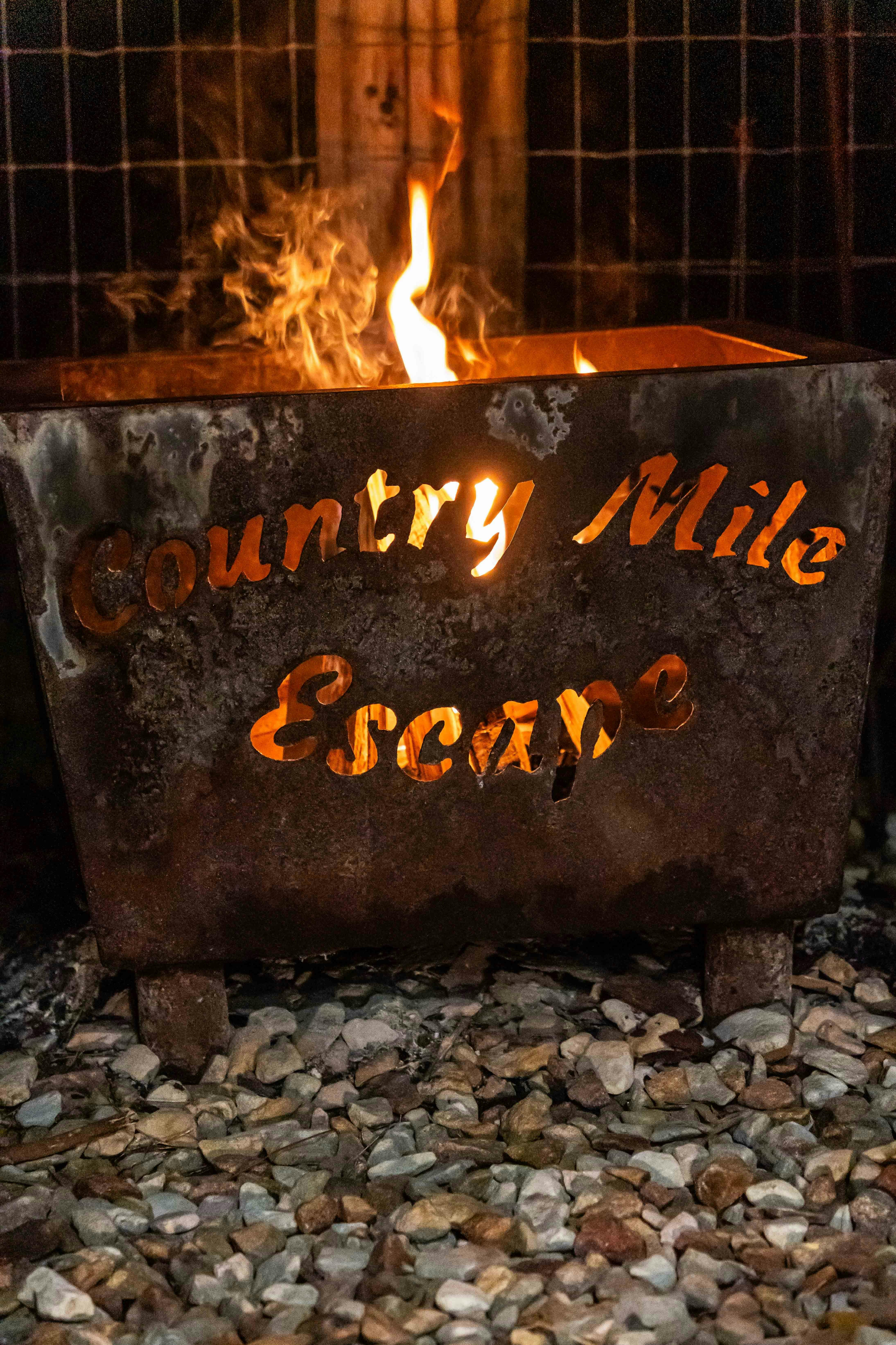 Evening shot of the fire pit at The Shay